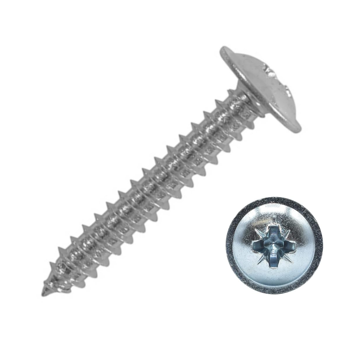 No.8 x 1.1/4" (4.2mm x 32mm) Pozi Flanged Self-Tapping Screw - Stainless Steel (A2) (Pack of 20) AB Point BS4174