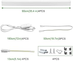LightingWill LED T5 Integrated Fixture, 3FT Warm