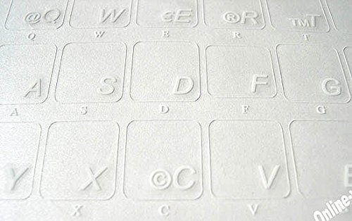 GERMAN TRANSPARENT BACKGROUND KEYBOARD STICKERS WITH WHITE LETTERS FOR COMPUTER LAPTOPS DESKTOP