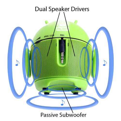 GOgroove PALBOT Mini Lautsprecher / Nachtlicht für Kinder, für Smartphones von Apple & Android, PC's, Laptops & Tablets, Grün - Thumbnail 3