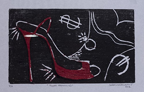 Color-Xilography, handmade, woodblock print, "Female Power", Costa Rica, Art Mother´s day home decor, 14.17" x 19" Cerfitied authenticity by artist, Sabrina Vargas-Jimenez