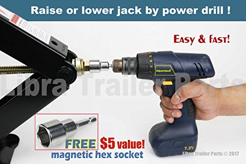 LIBRA Set of 2 24" 5000lbs RV Trailer Stabilizer Leveling Scissor Jacks w/Handle & Power Drill Sockets & Mounting Screws ...
