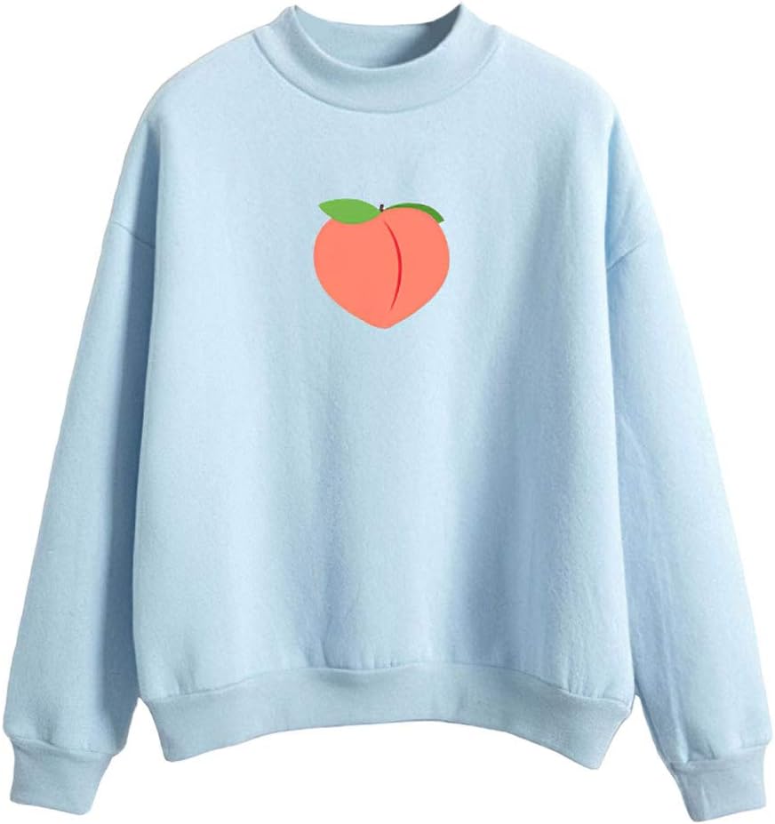 HKBQQB Kawaii Strawberry Milk Sweatshirt Teen Girls Korean Clothes, 22 Blue, XL