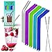 Reusable Stainless Steel and Silicone Straws - Metal and Smoothie Drinking Straw Bundle with Cleaning Brush - Perfect for 30 oz Tumbler - Portable BPA Free Eco Friendly Non Plastic Long Bendy Straw