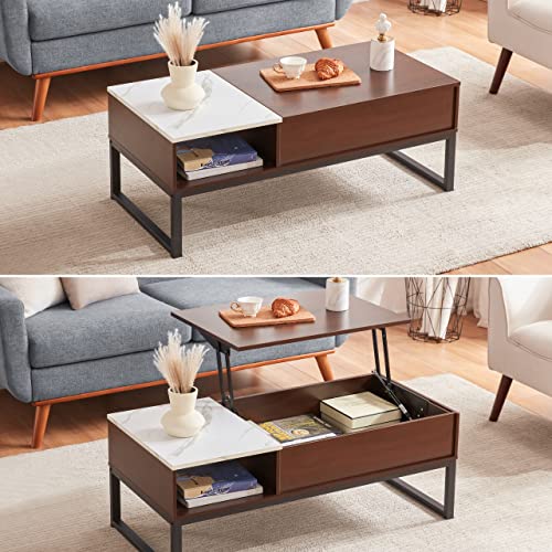 Tbfit Lift Top Coffee Table with Hidden Storage Compartment, Smart Mid Century Coffee Table