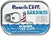 BEACH CLIFF Sardines in Water, Wild Caught, High Protein Food, Keto Food and Snacks, Gluten Free Food, High Protein Snacks, Canned Food, Bulk Sardines, 3.75 Ounce Cans (Pack of 18)
