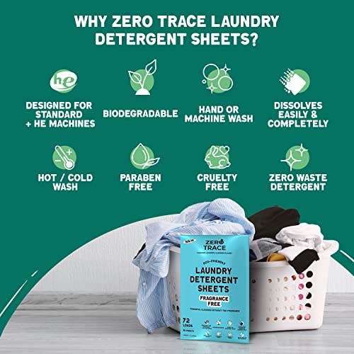 Zero Trace All Natural Laundry Detergent Fragrance Free Sheets Eco