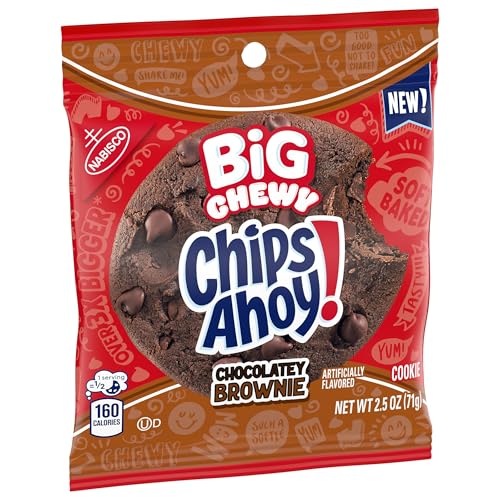 CHIPS AHOY! BIG CHEWY CHOCOLATE CHIP COOKIES, CHOCOLATEY BROWNIE, 2.5 OZ (1 COOKIE PER PACK)