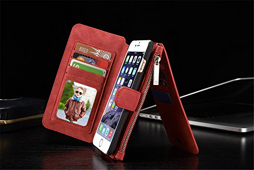 iPhone XS 5.8" Case with Card Holder,elecfan Magnetic Detachable Back Cover with Zipper Wallet Handbag for Women,Vintage PU Leather Case for iPhone Xs (2018) / iPhone X (2017) 5.8 inch Screen - Pink - Thumbnail 4