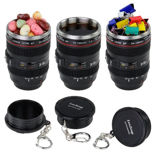 Fotodiox LenZcup EF Shotglass Set - Set of Three Camera Lens Mug Shot Glass Key chains, Mini Replica of Canon EF 24-105mm f/4L IS USM Lens (1:4), 1.5oz Stainless Steel Interior Electronics, Camera & Photo, Accessories, Lens Accessories