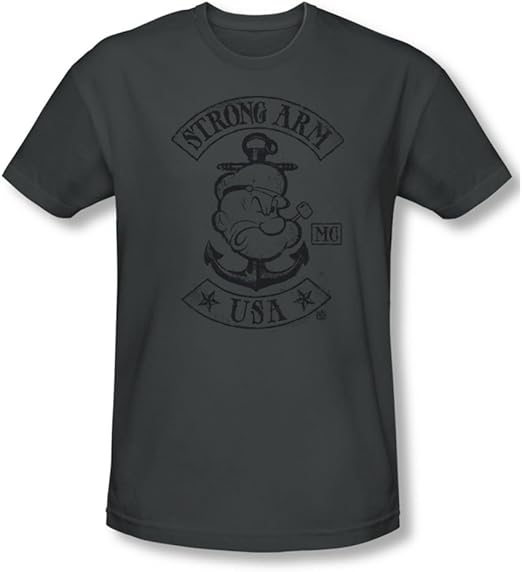 Amazon Com Popeye Mens Strong Arm Mc Slim Fit T Shirt Clothing amazon com