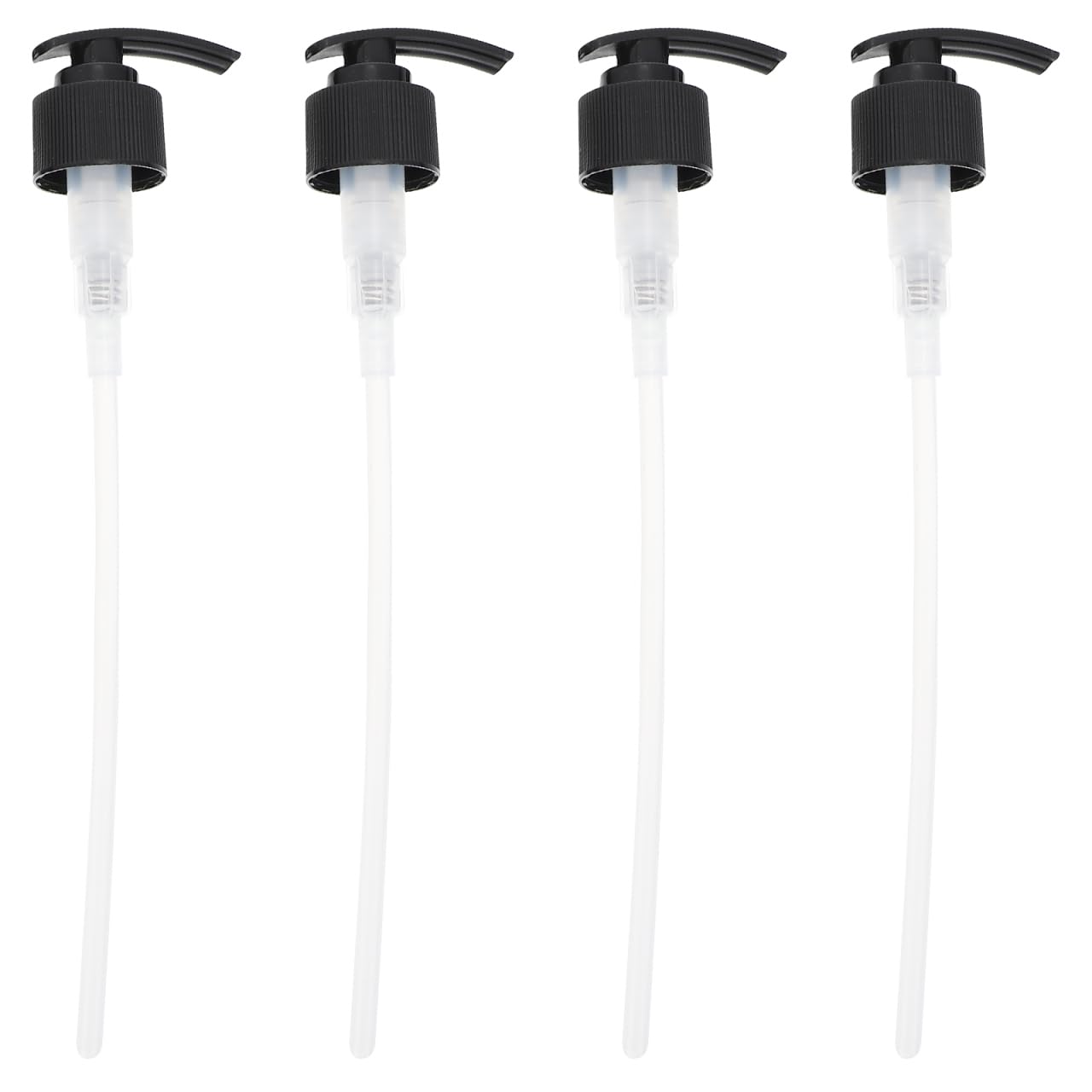 ULTECHNOVO Replacement Pump Heads for Lotion and Liquid Soap Dispensers 4 Pack Black Plastic Press Pumps with Long Nozzle for Kitchen Bathroom Use