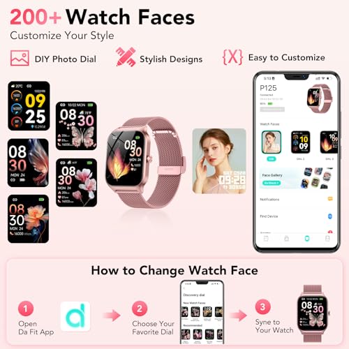 CASCHO Women's Smartwatch 1.85 Inch HD Smartwatch with Bluetooth Calls and AI Voice Assistant, 120+ Sports with Pedometer/Sleep/Heart Rate Monitor, Smart Watch for iOS Android, 2 Straps