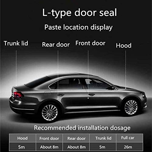 COOL·CAR 16Ft Long Self Adhesive Automotive Rubber Weather Draft Seal Strip Weatherstrip For Car Window Door Soundproofing Engine Cover(Thickened L Type 5M)