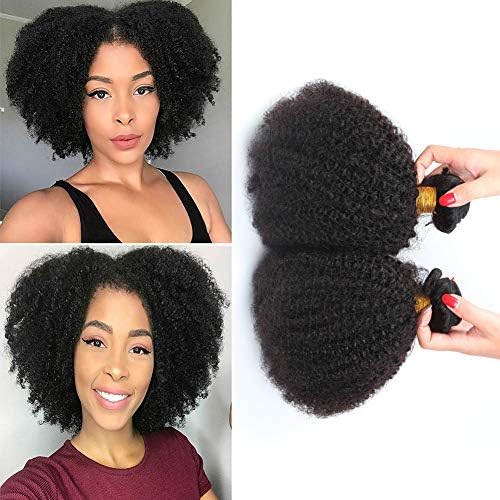Oylove Hair Brazilian Afro Kinky Curly Hair 1 Bundle 8-22inch Brazilian Virgin Remy Human Hair Bundles 1B Color (1 bundle 8inch, 1B)