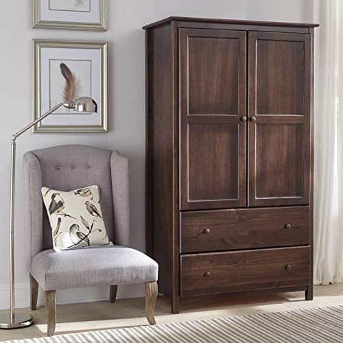 Shaker 2Door Solid Wood Armoire Espresso Finish 41x72x22 Brown