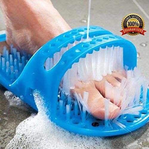 New Hot Plastic Bath Shoe Pumice Stone Foot Scrubber Shower Brush Massager Slippers Blue 28x14x10CM High Quality