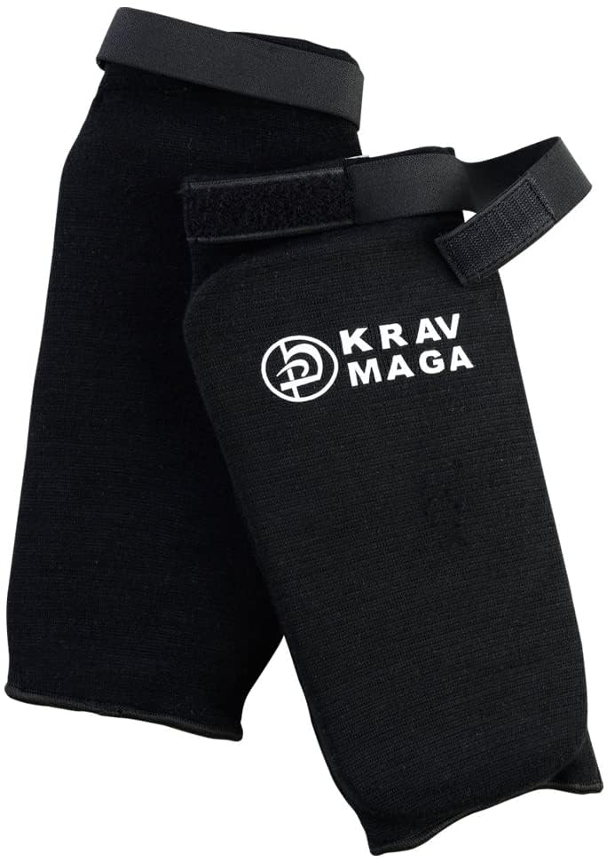 Krav Maga Standard Elasticated Cotton Sock Type Shin Pads - Black (Medium)