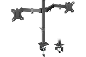 UPGRAVITY Dual Monitor Mount, Dual Monitor Stand for Two 17"-32" Flat/Curved Computer Screens, Fully Adjustable Dual Monitor Arms Hold up to 17.6lbs, VESA 75*75/100*100mm with C-Clamp / Grommet Base