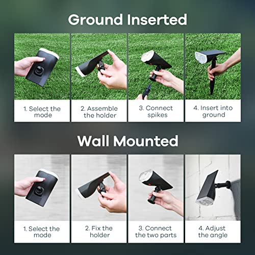 Linkind 1000LM Outdoor Solar Motion Sensor Light IP67 Waterproof Cool White for Garden, Path, Short, Pack of 2