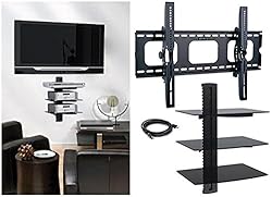 2xhome - NEW TV Wall Mount Bracket & Triple Shelf