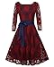 OUGES Women's Half Sleeve Flare Floral Lace Bow Cocktail Party Dress