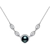 YZAB Black Pearl Celtic Necklace Sterling Silver Black Freshwater Pearl Celtic Knot Pendant Necklace Anniversary Jewelry Christmas Birthday Gifts for Women Mom Wife Her