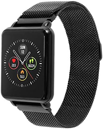 KUDYN Full Touch Screen Smart Watch IP68 Waterproof Bluetooth Sport Fitness Tracker Men Smartwatch for iOS Android Phone,MagneticstrapBlack