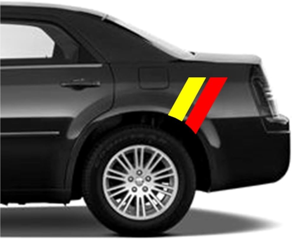 Amazon Com Clausen S World 4 Rear Fender Hash Mark Bars Vinyl Racing Stripes Grand Sport Graphic Decals Fits Chrysler 300 Most Cars Red Yellow Automotive