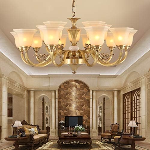 Chandelier European Retro Copper Living Room Lobby Decoration Lamp Bedroom Corridor Ceiling Energy Saving Lamp E14 (Size : 15 Heads)