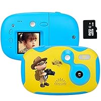 AMKOV Kids Toy Digital Camera for Boys - Mini Size Creative Toddler Toy Camera with Memory Card + Replaceable Cover and DIY Sticker