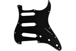 Phrilam SSS 11 Hole Strat Pickguard ST Pick Guard Scratch Plate for Fender USA/Mexican Standard Stratocaster Modern Style Electric Guitar,Black 3ply
