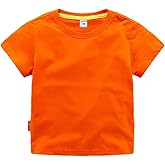 HDLEXD Unisex Little Kids Short Sleeve Tops Shirts Summer Solid Color Basic Cotton Tee T-Shirt for Toddler Boys Girls