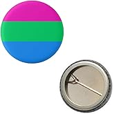 Polysexual Pride Flag Pin 1” Round Circle Shape Metal Button Pin Badge Pinback 1 inch Pin 25 mm 2.5 cm