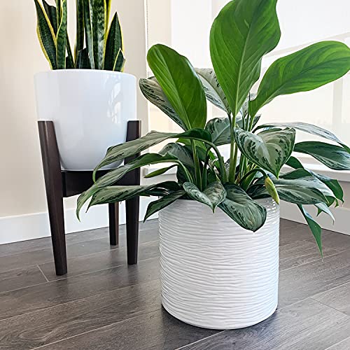 DEARDESIRES 10 inch Ceramic Plant Pot, Indoor Outdoor White Flower Pot