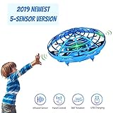 Lumsburry Hand Operated Mini Drone for Kids, Flying Ball Toy UFO Helicopter Infrared Induction Quadcopter with LED Light 360 Degree Rotation (Blue)