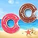 Buringer 2 Packs Donut Pool Float with Hand Pump,Inflatable Swimming Ring 60CM for Children Kids 3-10 Years (Strawberry & Chocolate)