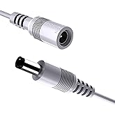 [2-Pack, 10 Nail-in Cable Clips] Tonton DC Power Extension Cable, 16.5ft 5M 2.1mm x 5.5mm Male to Female DC 12V Power Adapter