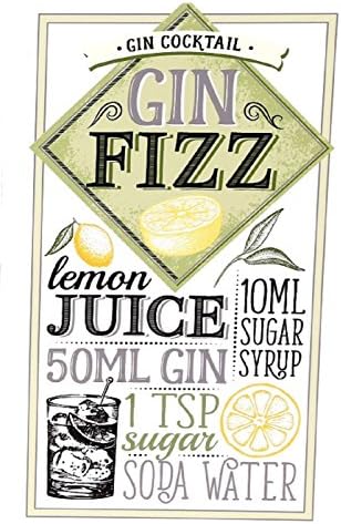topfurnishing Gin & Tonic Recipe Novelty Wooden Plaque Canvas Chalkboard Alcohol Kitchen Sign[WOODEN GIN FIZZ]