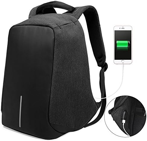 NAWO Business Anti-theft Laptop Backpack with usb charging port Travel Functional Daypack College School Students Book Bag with Refelctive Stripe Fits Tablet (Black)