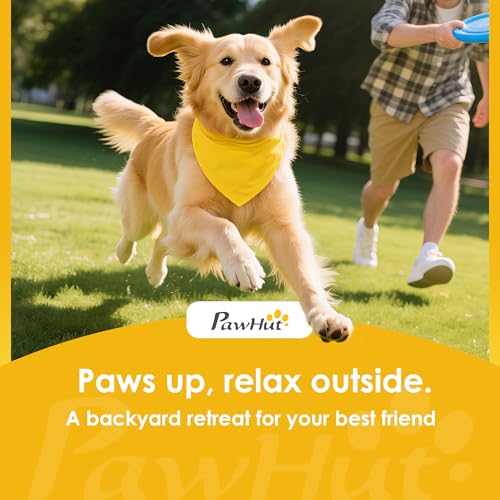 PawHut 8' x 4' x 6' Dog Run Outdoor, Large Outdoor Dog Kennel Welded Wire Steel Fence with UV-Resistant & Waterproof Cover, Secure Lock, Silver
