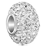 CharmSStory 925 Sterling Silver White Birthstone Charms Crystal Bead For Bracelets