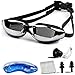 Swimming Goggles, PHELRENA Swim Goggles No Leaking Anti Fog Shatterproof UV Protection, with Silicone Nose Clip Ear Plugs and Protection Case Swim Goggles Suit for Men Women Kids-Best Swim Glasses