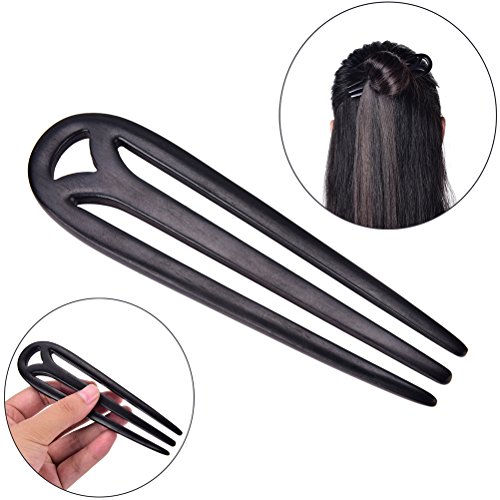 1 Pcs Handmade Carved Wood 3-Prong Hair Fork Vintage Style Hair Stick by Team-Management