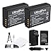 UltraPro LP-E10 Battery 2-Pack Bundle Li-Ion 1100mAh Batteries with Rapid Travel Charger for Select Canon Cameras Including EOS Digital Rebel T3, T5, T6, T7, 1100D, 1200D, 1300D, Kiss X50, and X70