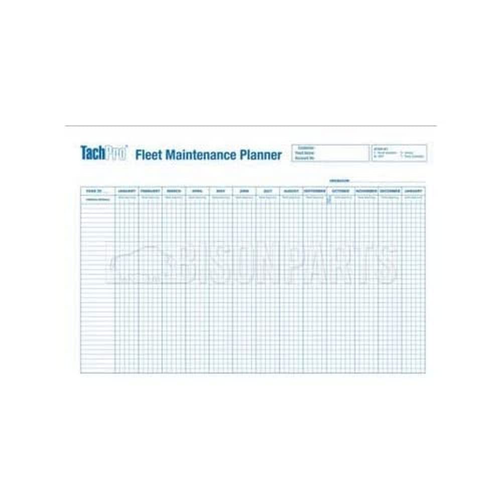 Bison Parts 100208 A1 Vehicle Fleet Maintenance & Record Wall Chart