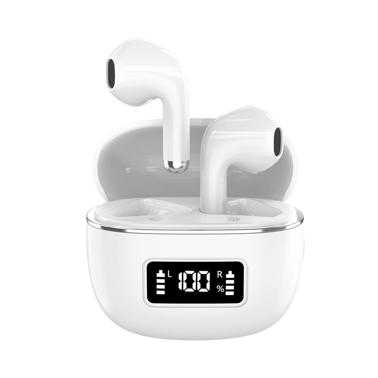 Maplin Wireless Earbuds Bluetooth 5.3, In-Ear, USB-C Charging, LED Display, Built-In Microphone for Music, Calls & Work, Compatible with iOS/Android Devices