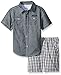 Calvin Klein Little Boys' 2 Piece Set Woven Button Down with Twill Short, Dark Gray, 3T