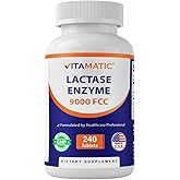 Vitamatic Lactase Enzyme 9000 FCC 240 Tablets - Lactose Intolerance Relief Caplets