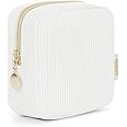 Wandering Nature Small Makeup Bag for Purse Mini Make up Pouch Cute Cosmetic Pouch for Women with Slip-in Pockets Corduroy, Beige